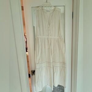 Aritzia Little Moon Women’s Cream Midi Dress with Pintuck Detailing(Like new)